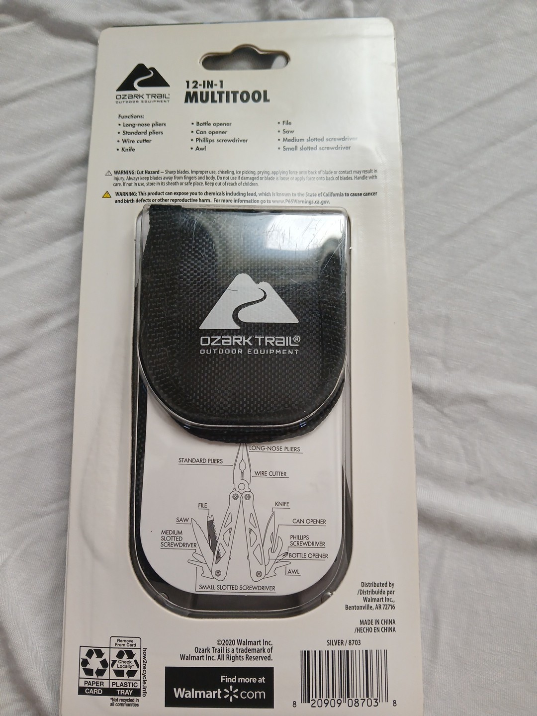 Survival Hiking Ozark Trail 12-in-1 Multi Tool with Sheath Camping Fishing