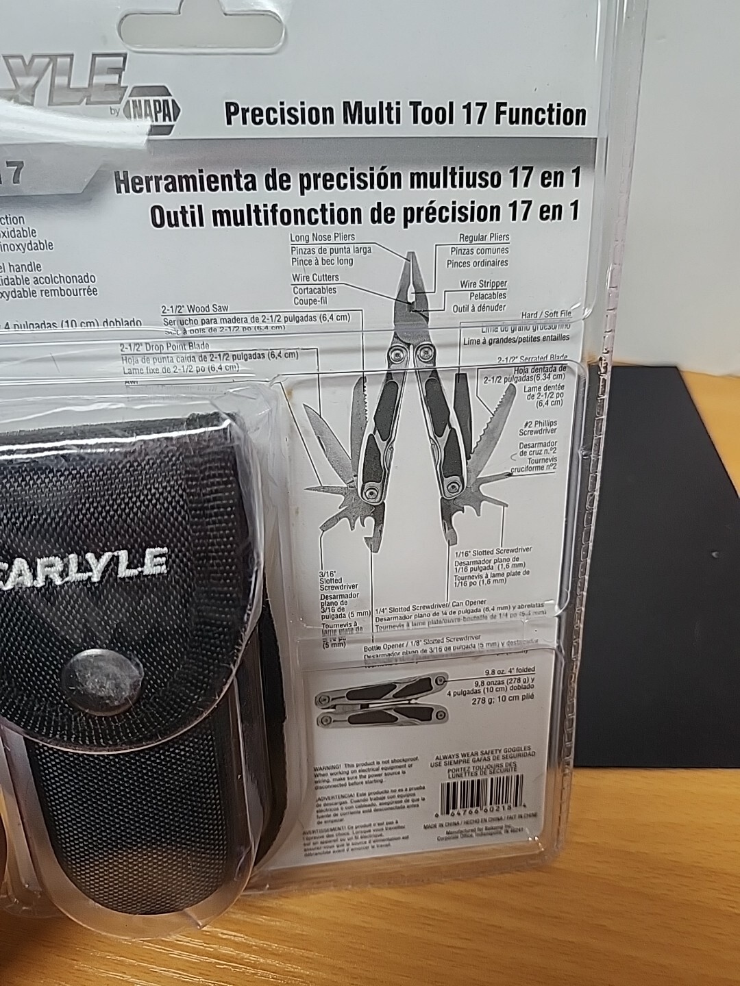 CARLYLE MT17 PRECISION 17 FUNCTION STAINLESS STEEL MULTI TOOL & CASE 9.8oz. 4″