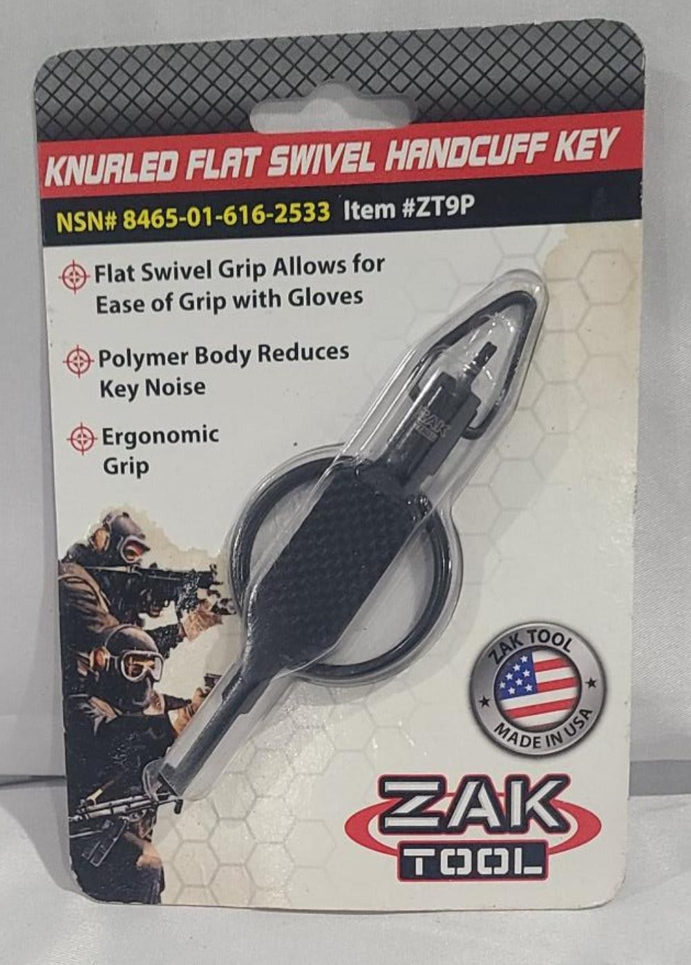 ZAK Tool ZT-9P Flat Knurled Swivel Key, Black