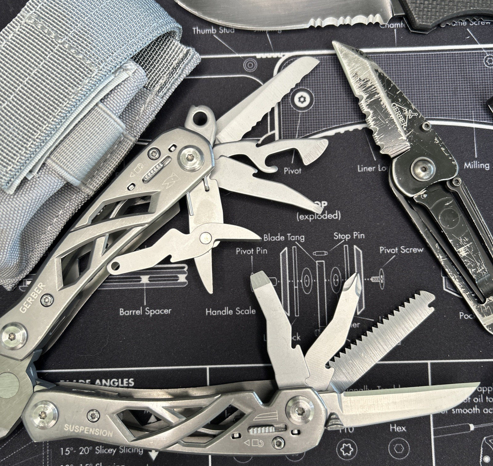 Gerber 1 Suspension W/Sheath / 1 Ridge/ 1 Swagger/ 1 Dime Compact Lot Of 4 GUC