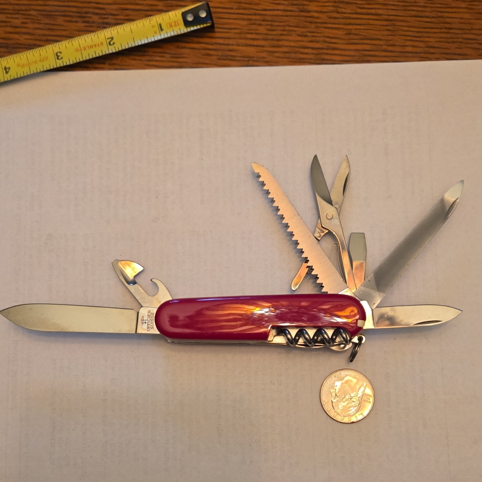 Victorinox Red Multi-Tool Knife Stainless Steel 7 Tools w/ Corkscrew