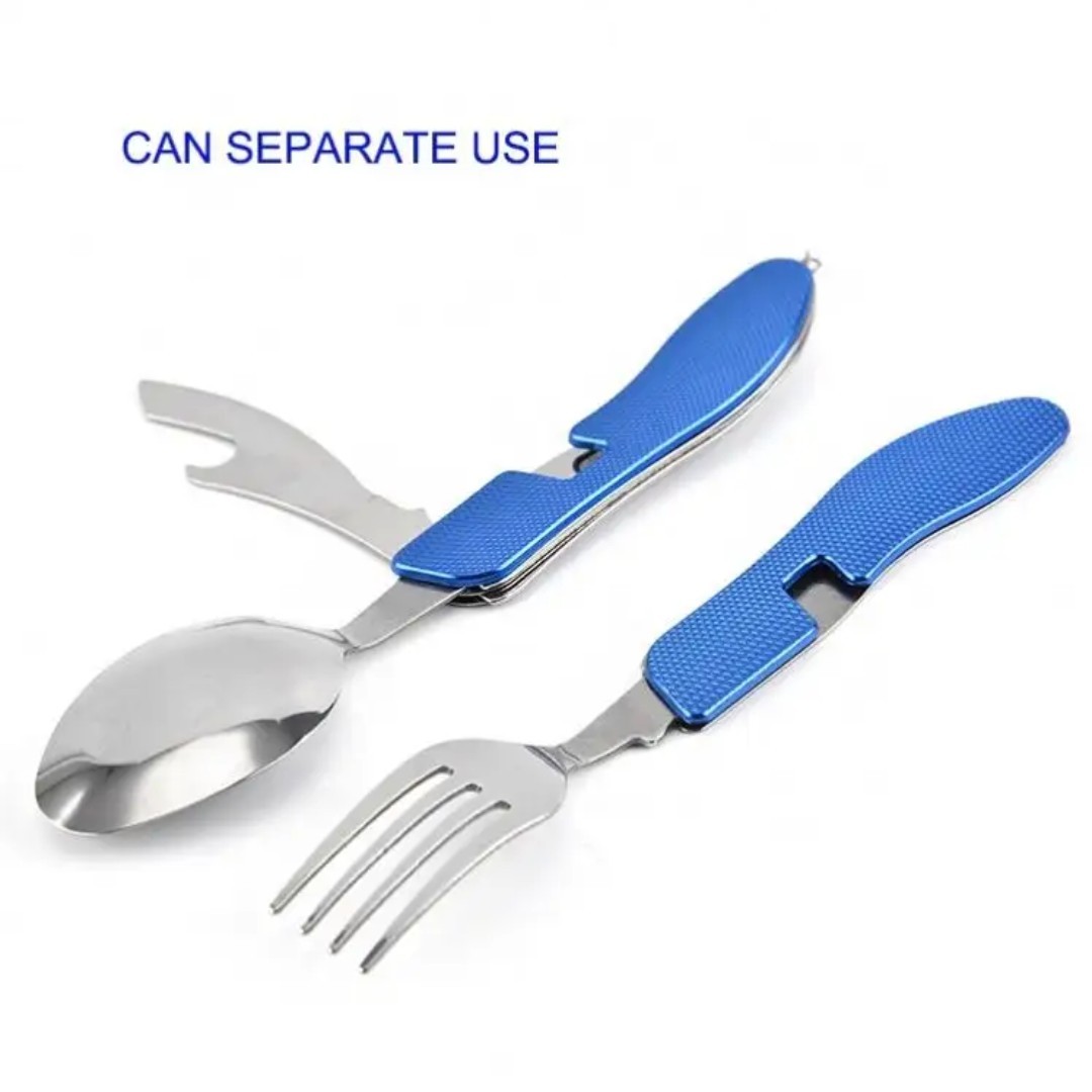 Stainless Steel Multi-Tool Fork Spoon Bottle Opener, Multicolor, 7.1in