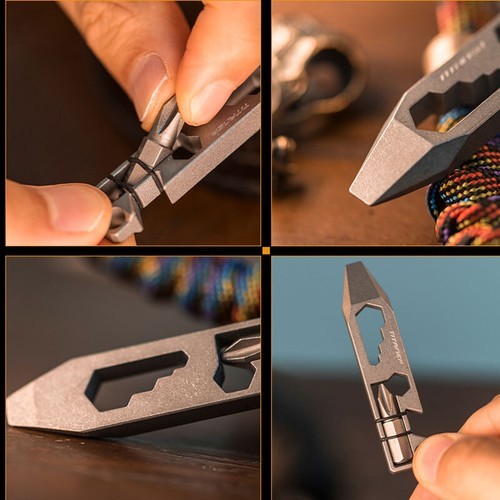 TITANER TC4 Titanium Alloy Keychain Tactical Pry Bar Opener Crowbar Outdoor EDC