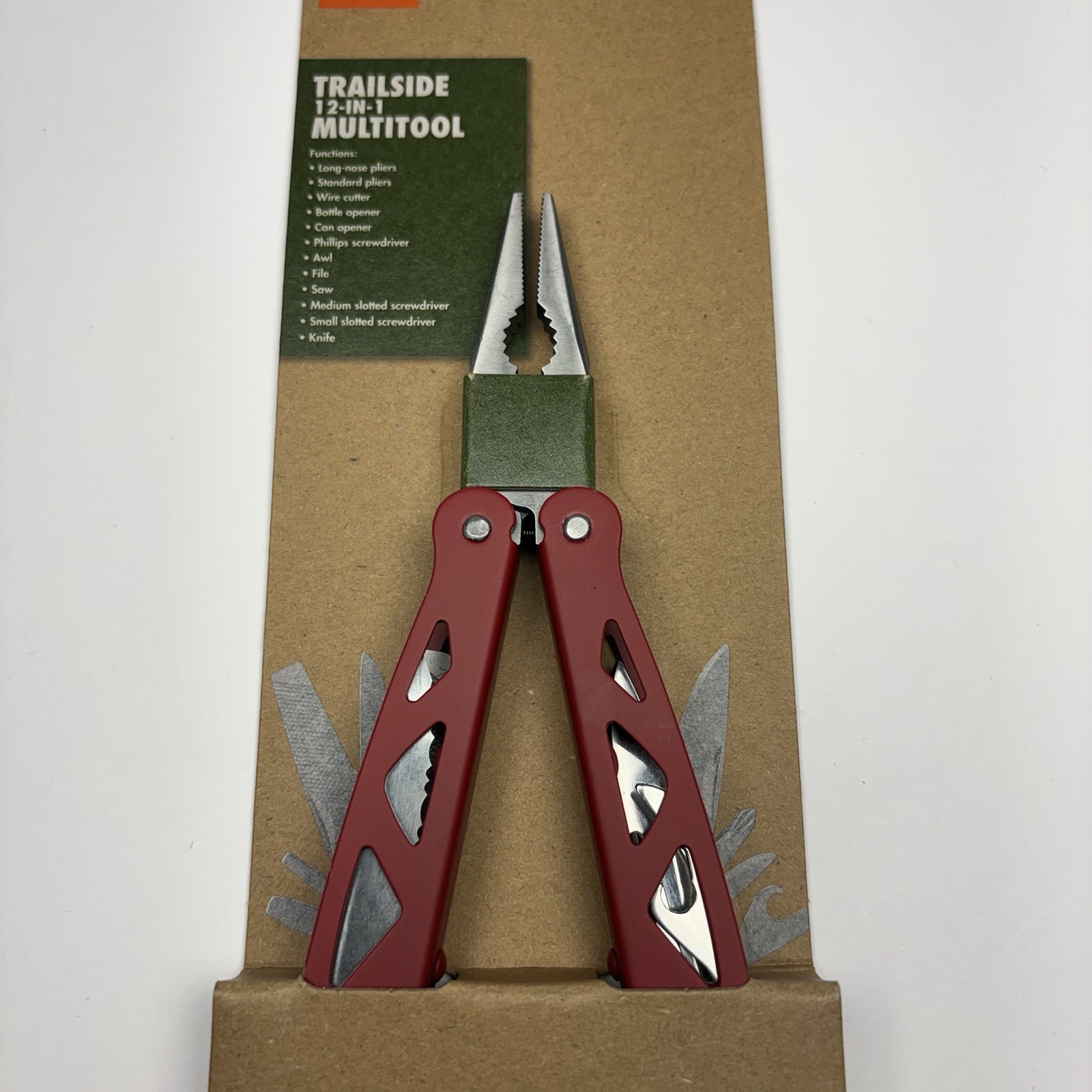 Ozark Trail 12-in-1 MultiTool Knife Trailside Red Camping Multi Tool 6121