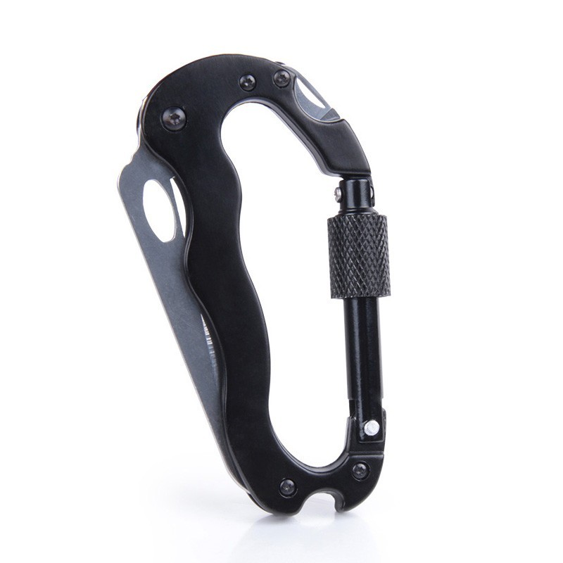 Aluminum Climbing Carabiner Hook Gear outdoor Survival Tools Black Multi 5 in 1
