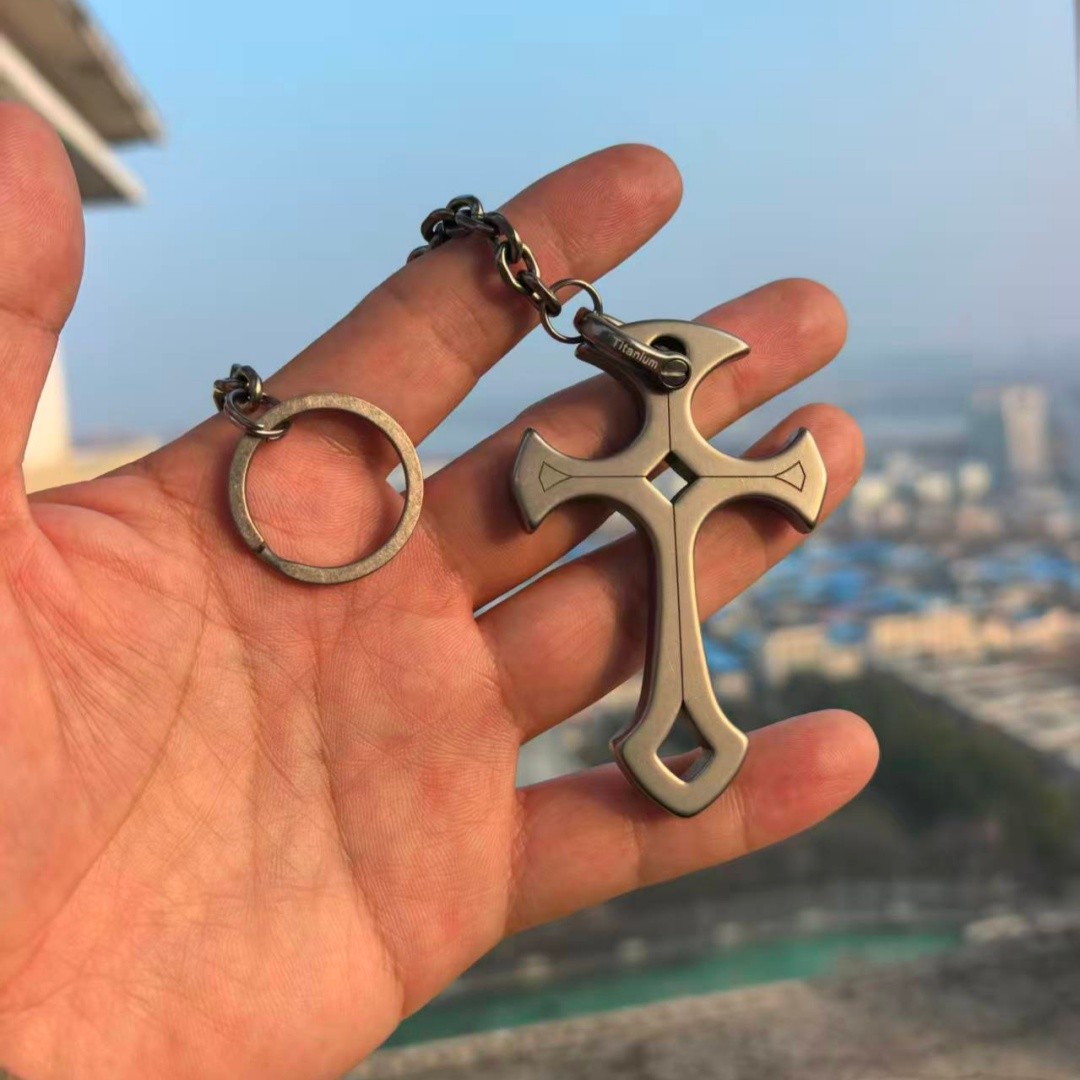 TC4 Titanium Alloy EDC Tool （Including chain+Horseshoe Buckle+Key ring）