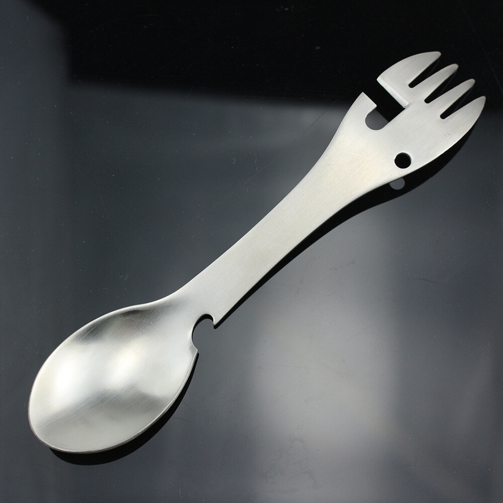 Cubierto De Acero Inoxidable Multifuncional Tenedor Cuchillo Destapador Campimg