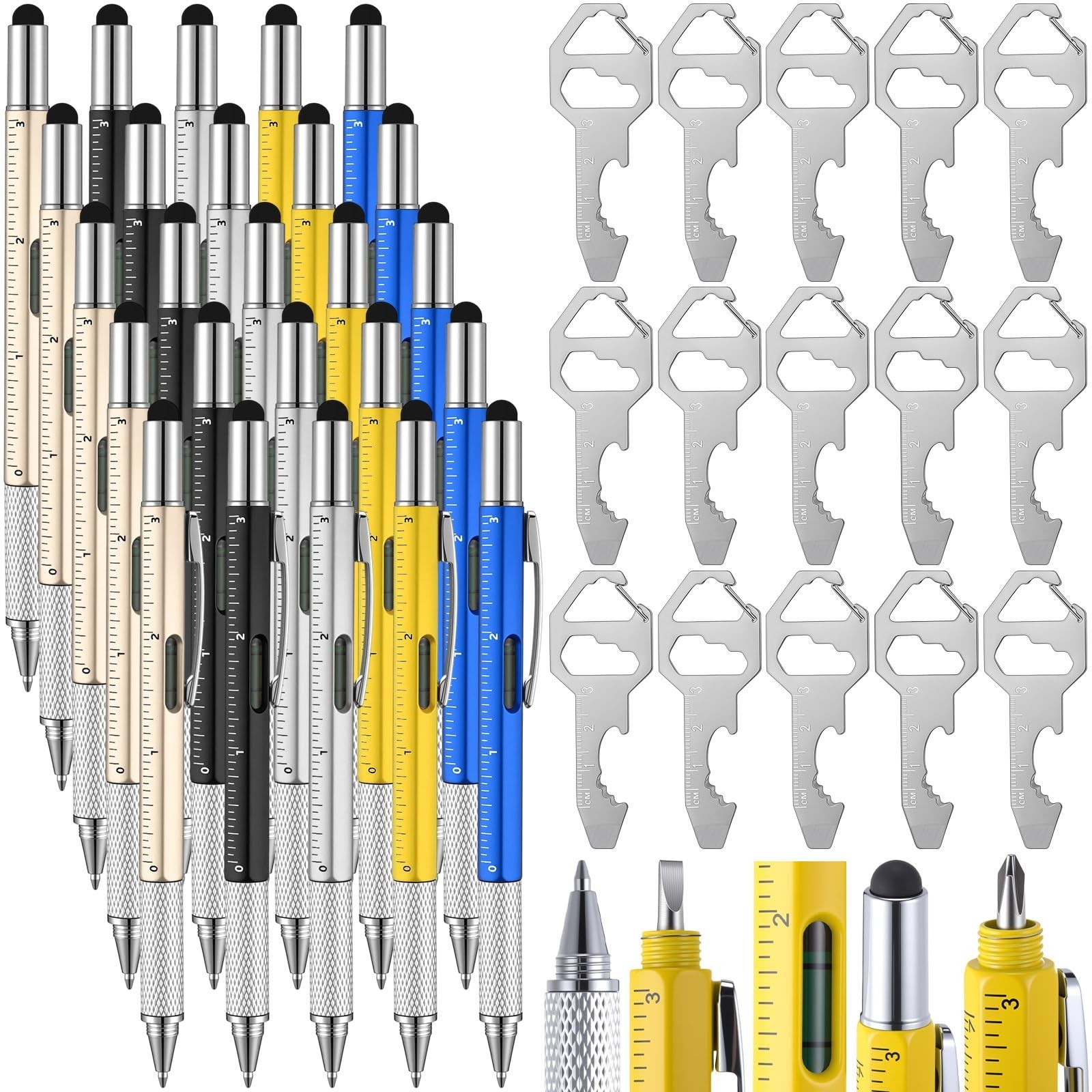 30 Pcs Multi-Tool Gift Set for Men – 6-in-1 Screwdriver Pens & Keychain – Perfec