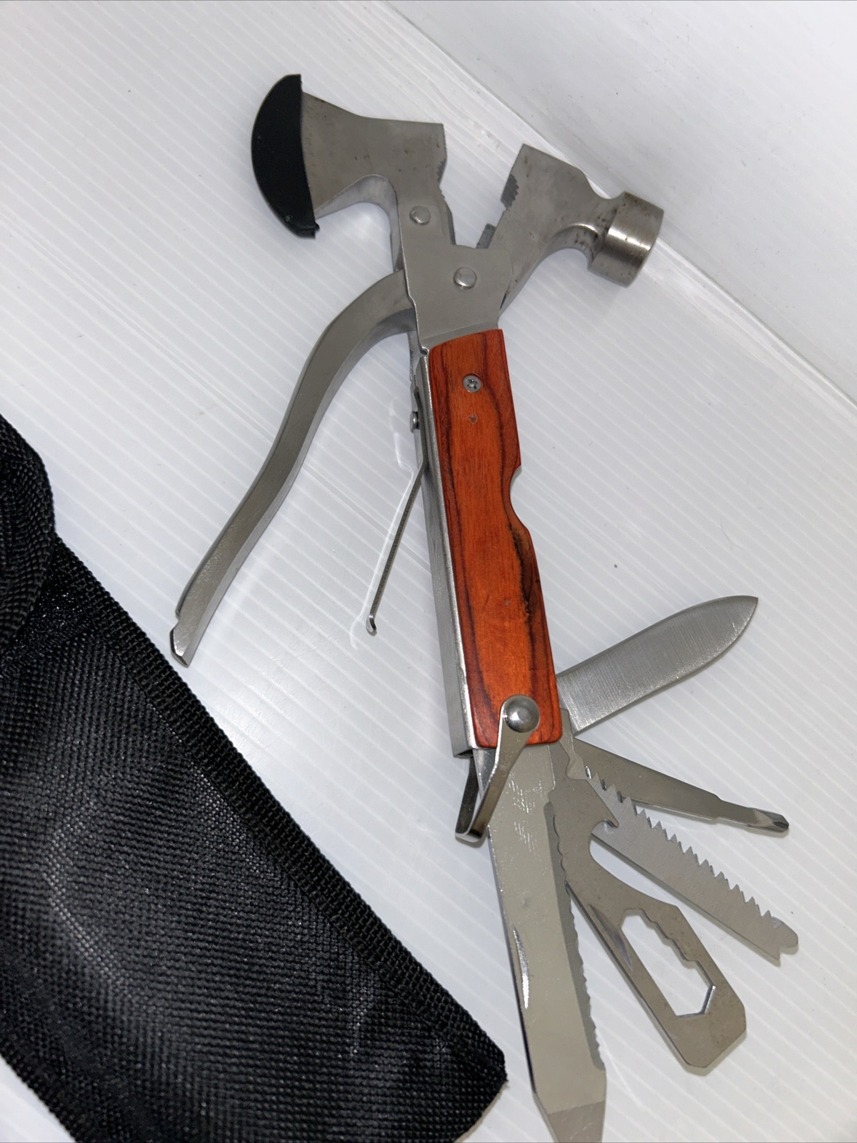 Tool Multi Hammer Axe Knife Wire Cutter Pliers Screwdriver Emergency Case
