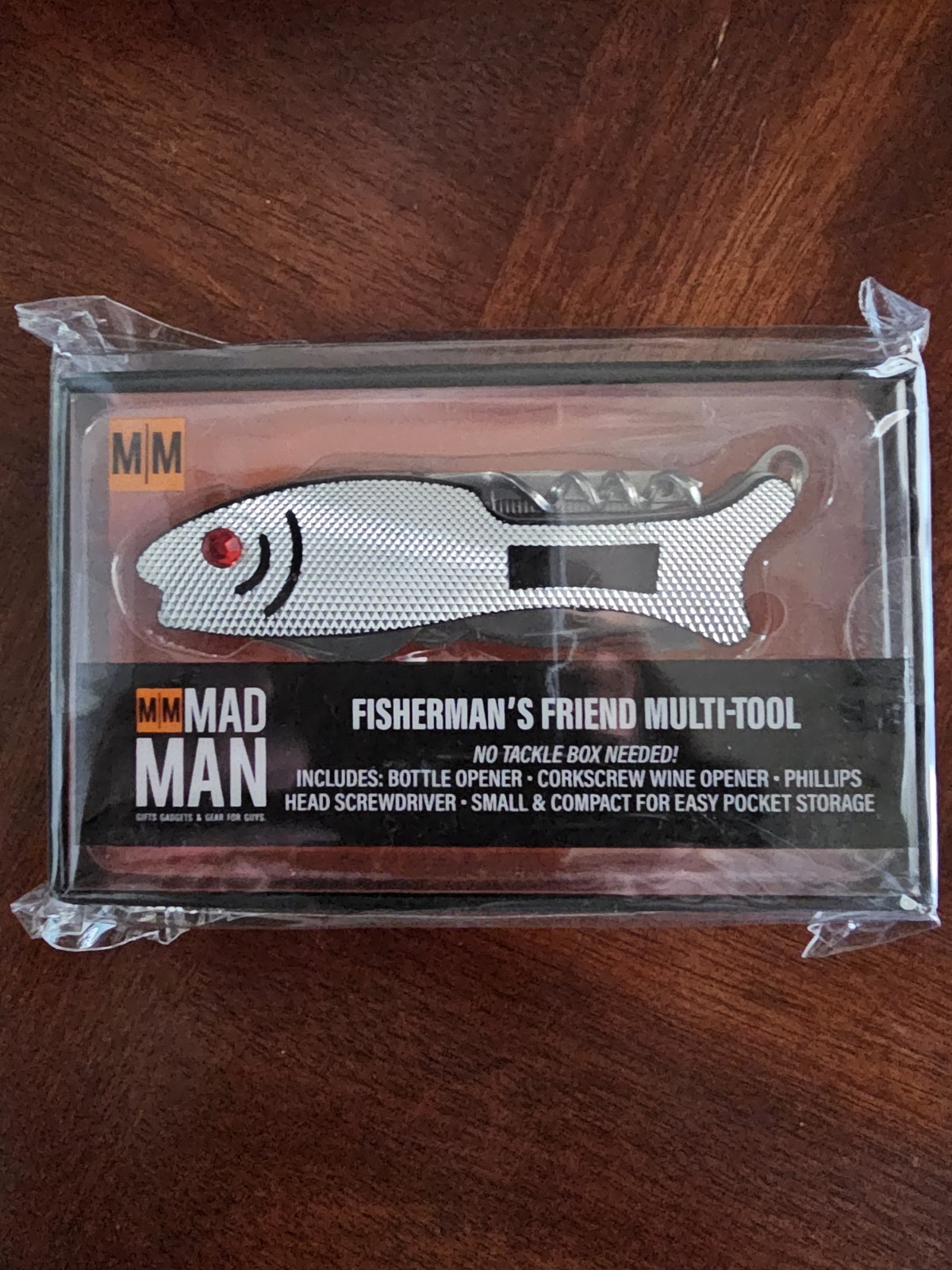 Mad Man Fisherman’s Friend Multi-Tool Silver Bottle Opener Corkscrew Screwdriver
