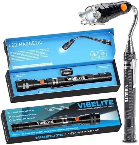 VIBELITE Extendable Magnetic Flashlight with Telescoping Magnet Pickup Tool-F…