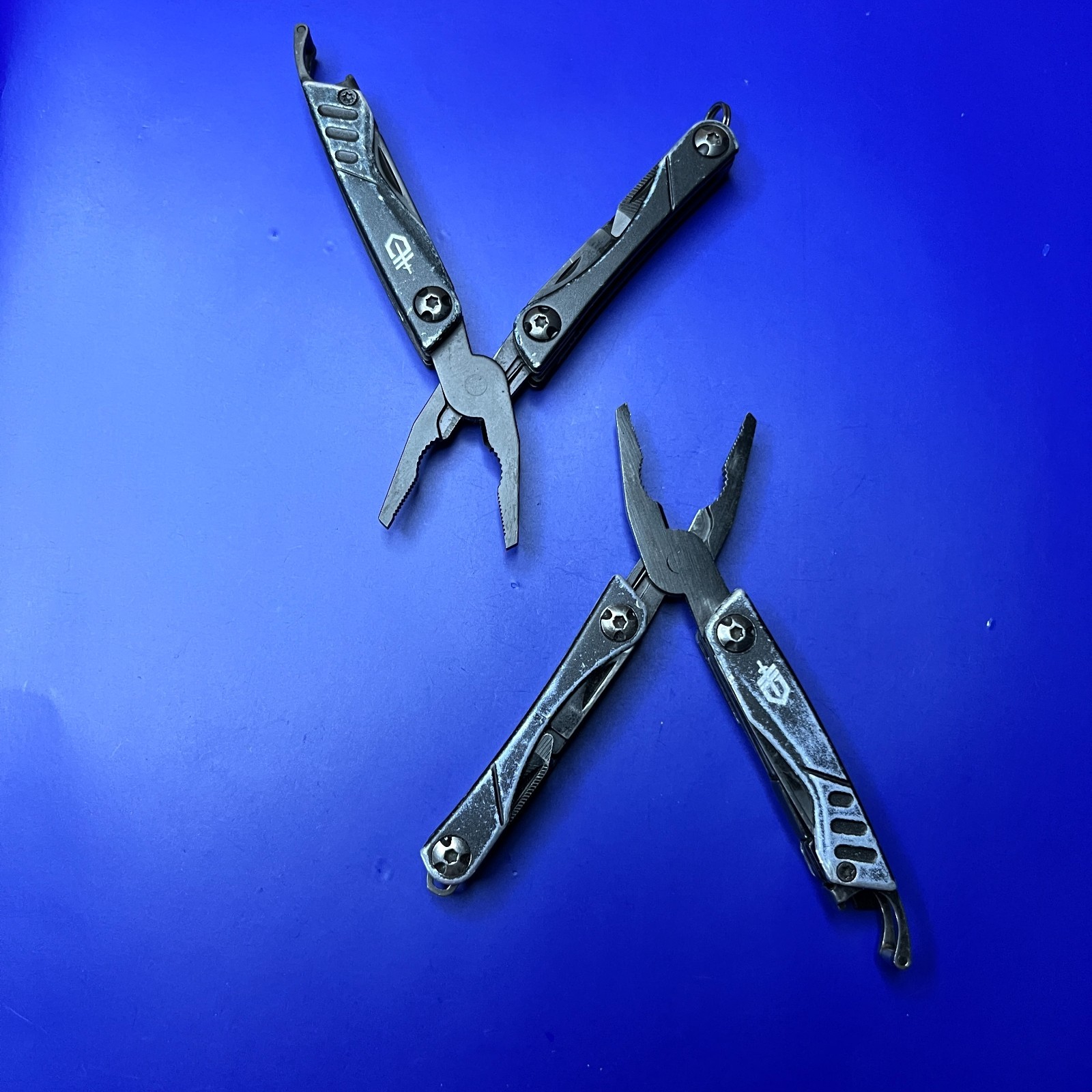 Lot of 2 Gerber Dime Multi-Tools Small Keychain Pliers Knife File Scissors