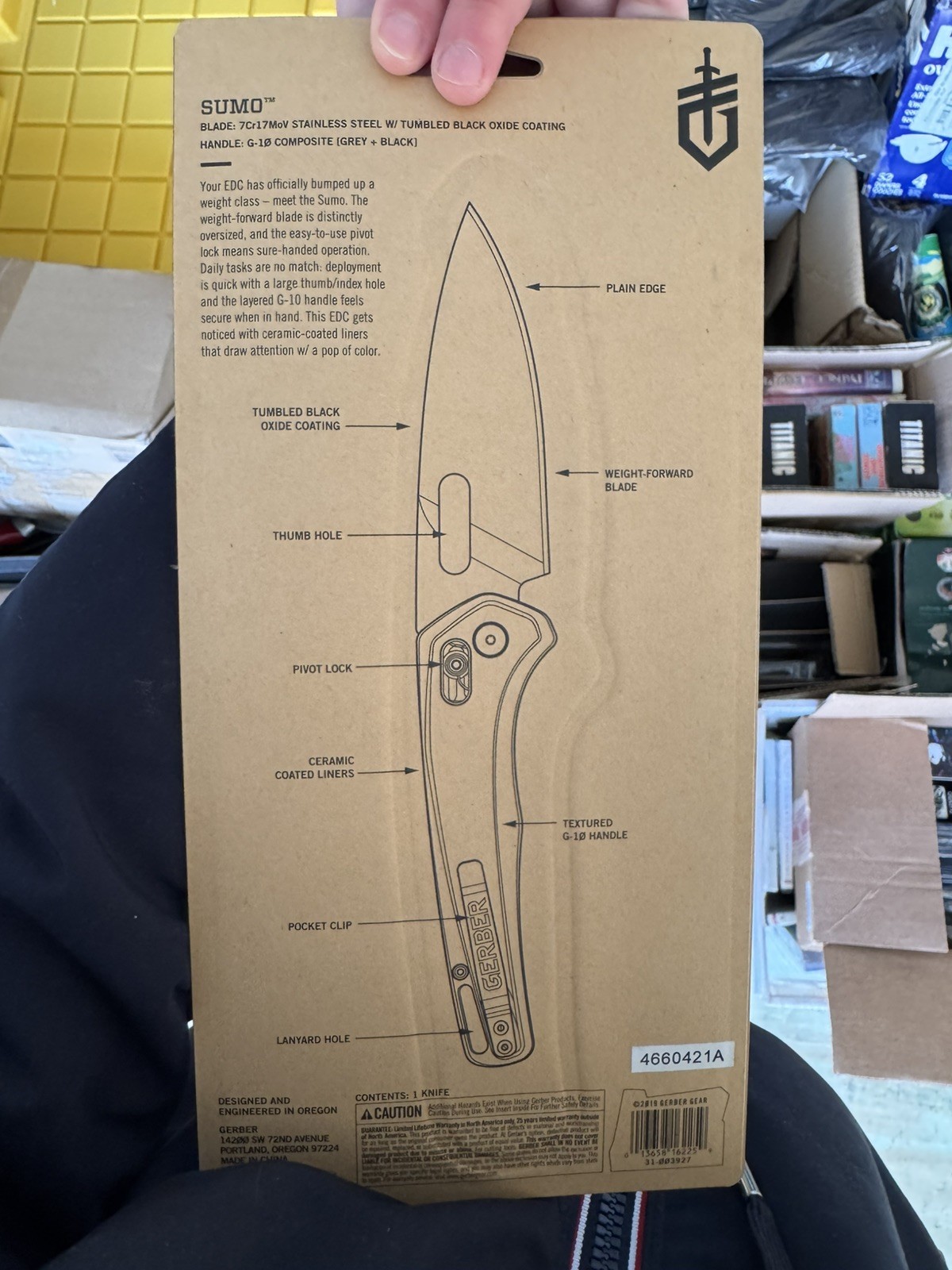 Gerber Sumo Pivot Lock Black Gray G10 Handle Folding Knife New 31-003927