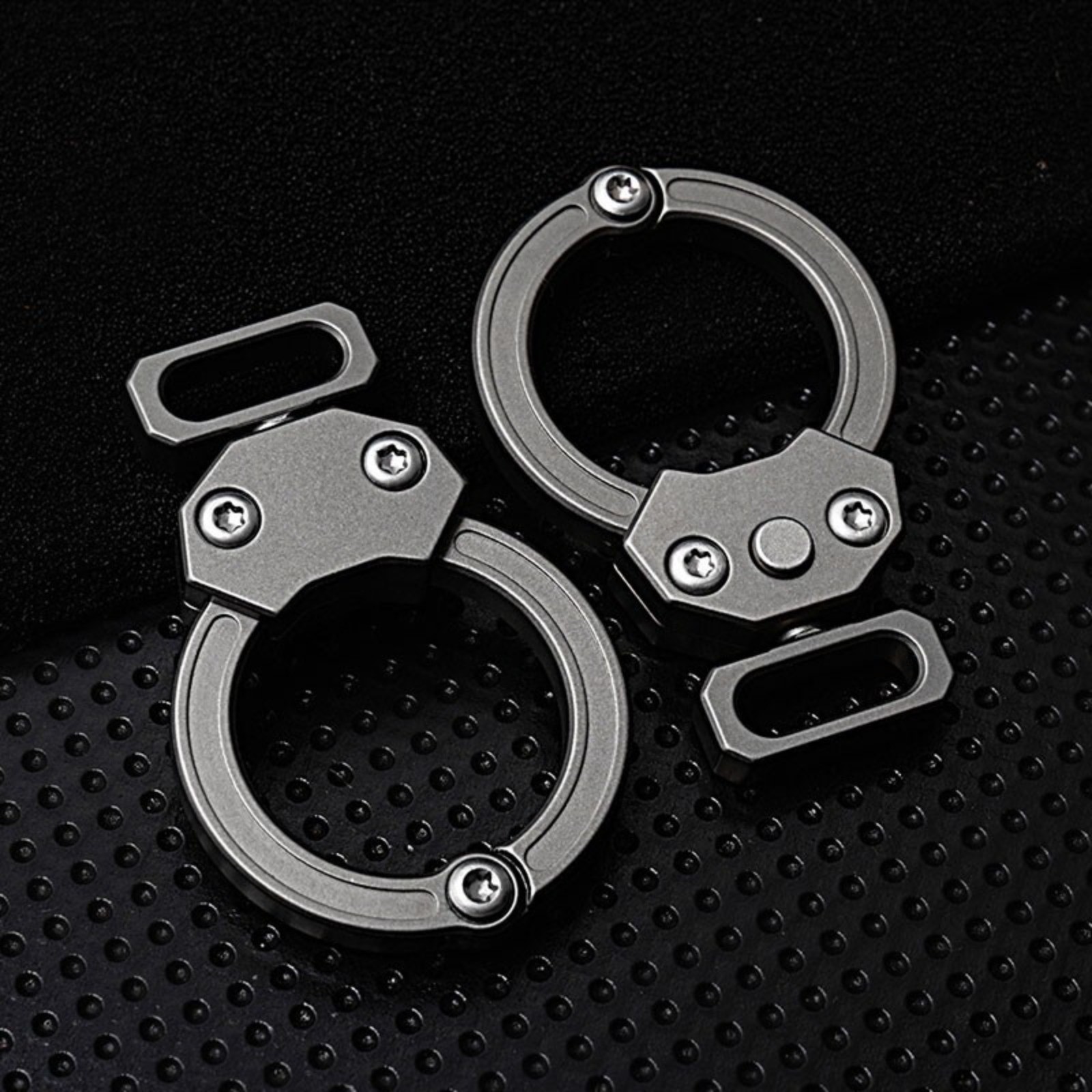 Titanium Alloy + Leather Portable Car Universal Keychain EDC Hanging Buckle Tool