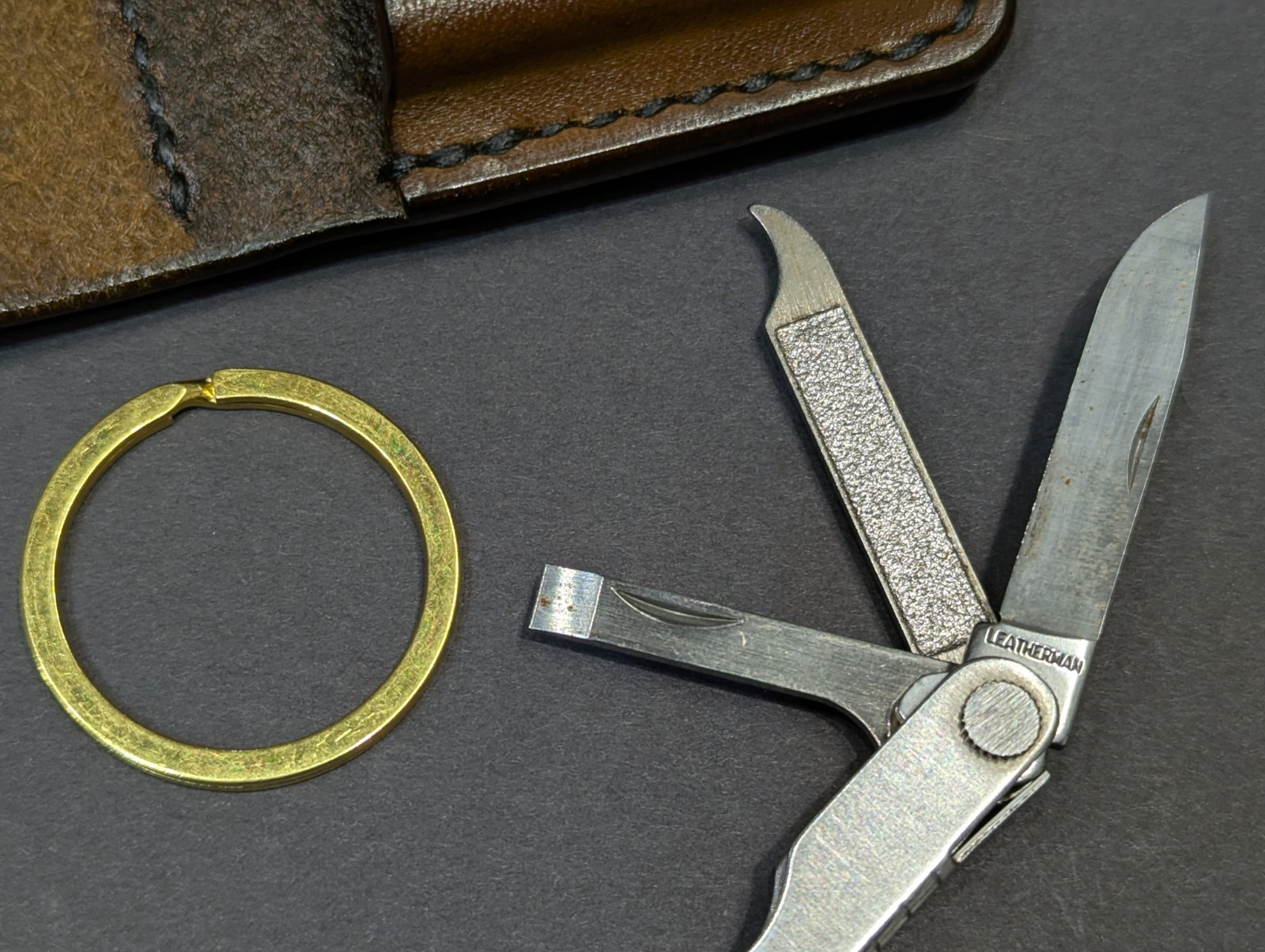 Leatherman Micra Keychain Tool w/ Custom Handmade Leather Holster
