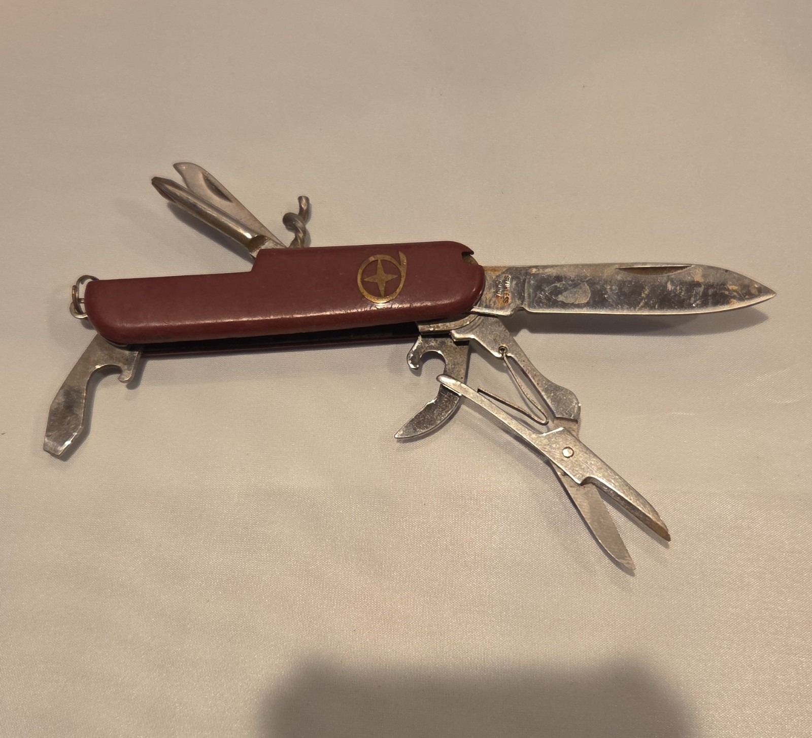 Red Stainless Steel Multi-Tool Knife Scissors Bottle Opener Screwdriver