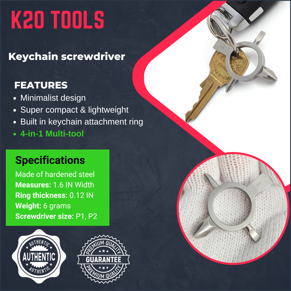 Keychain Screwdriver Tiny Bit with Phillips and Flat – Small Pocket EDC Tool #2