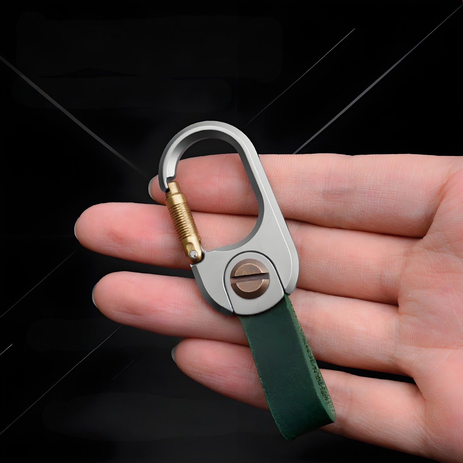 Titanium Alloy Keychain Holder Removable Key Ring Pendant with Leather Strap