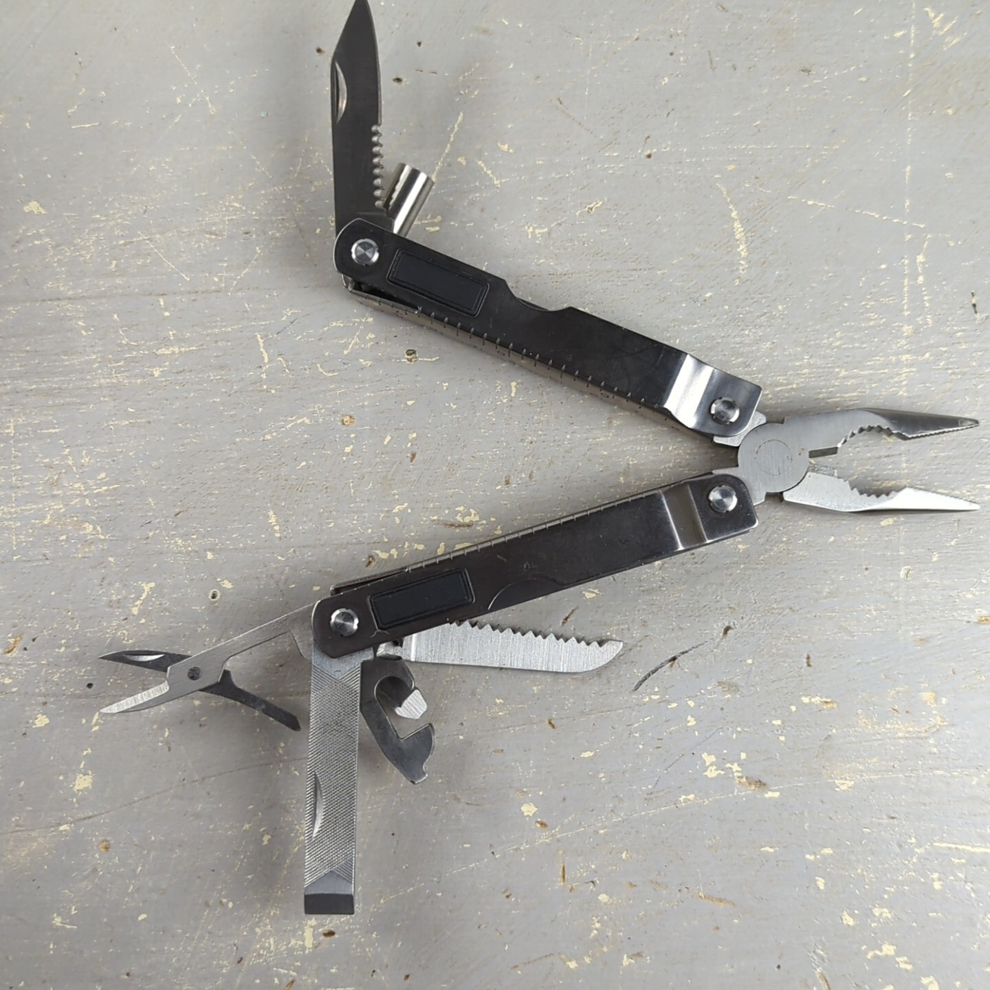 Eddie Bauer Silver Multi-Tool With Grey & Black Sheath Multi Bit Screwdriver