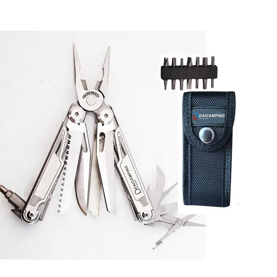 Daicamping DL12 Multi Tool Folding Pocket Knife Sheath Scissors Screw Pliers Can