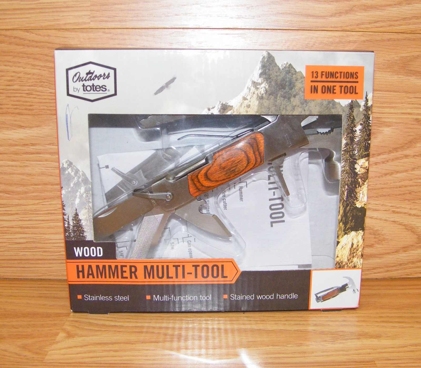 Outdoor by Totes 13 Functions Stainless Steel Stained Wood Handle Multi Tool