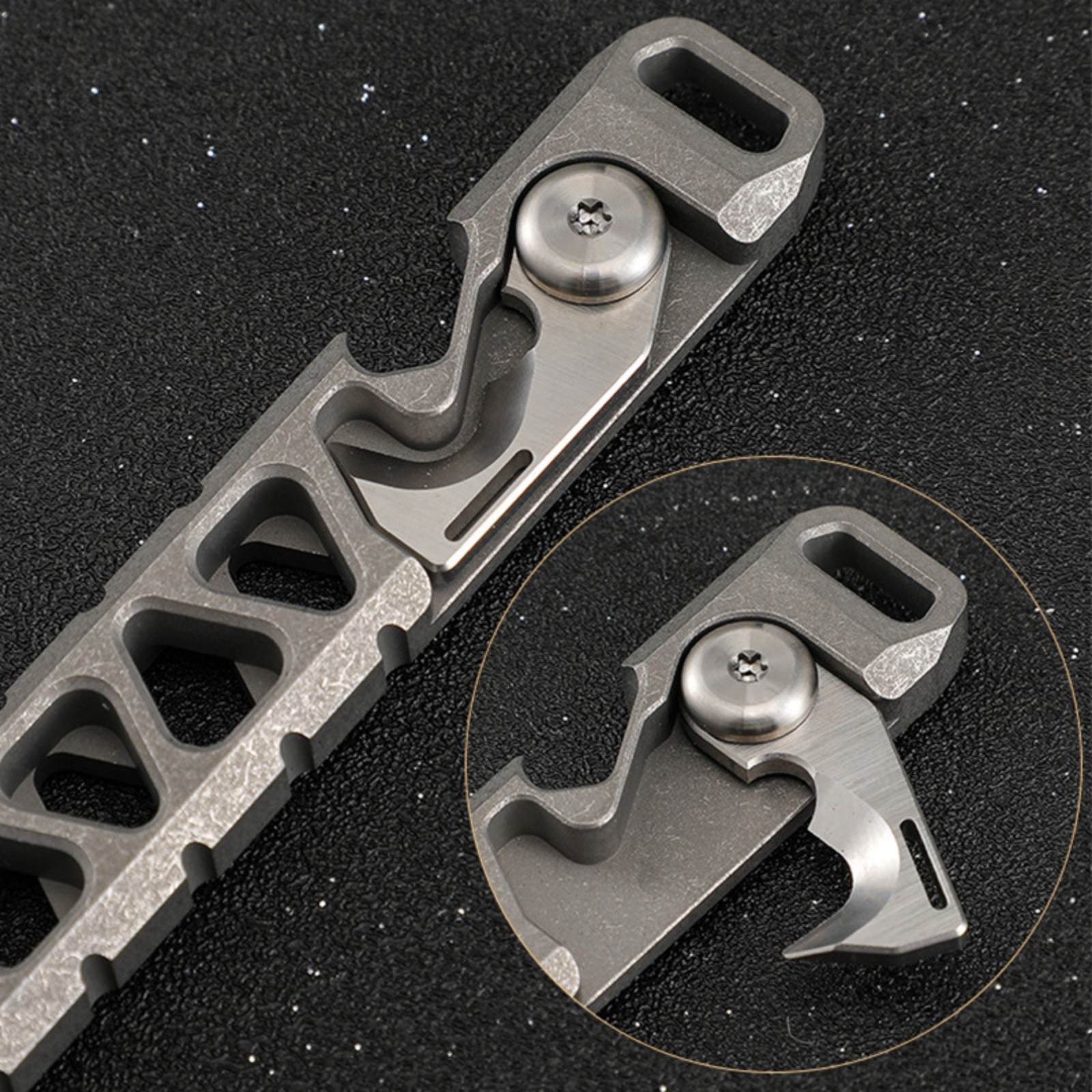 Titanium Alloy EDC Pry Bar Multi-Tool Rope Cutter Outdoor Gear Durable