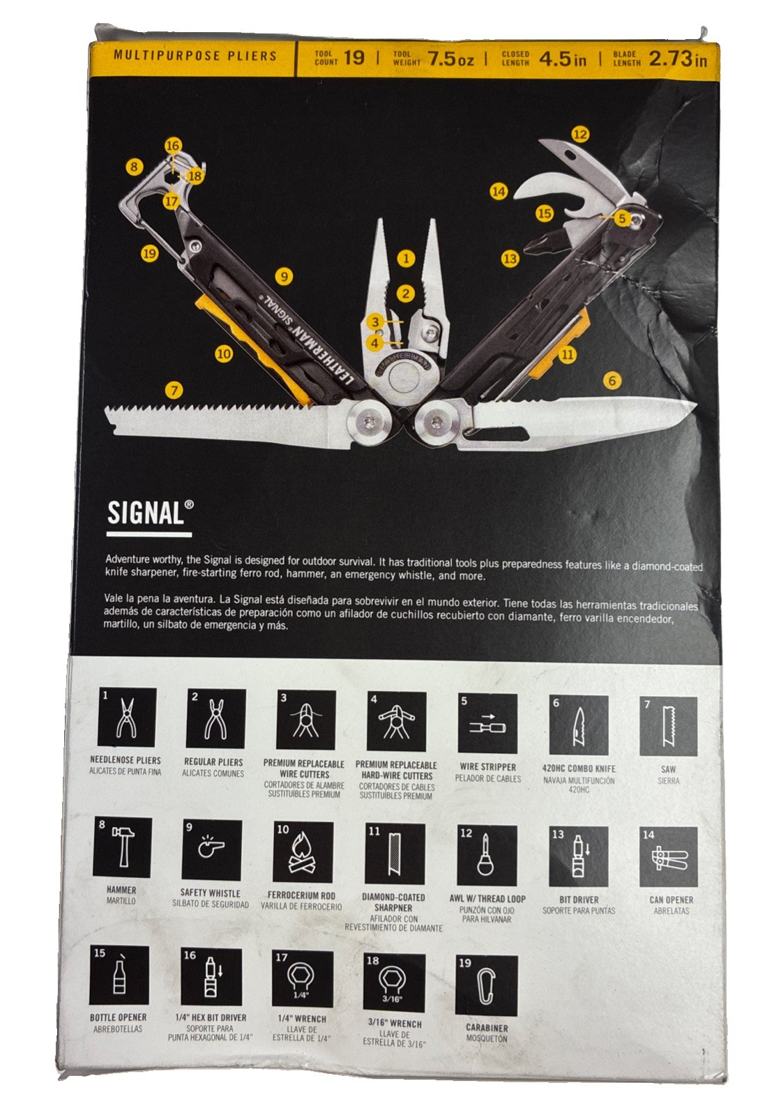 LEATHERMAN Signal 19-in-1 Multi-tool for Outdoors Camping Hiking Fishing DMG Box