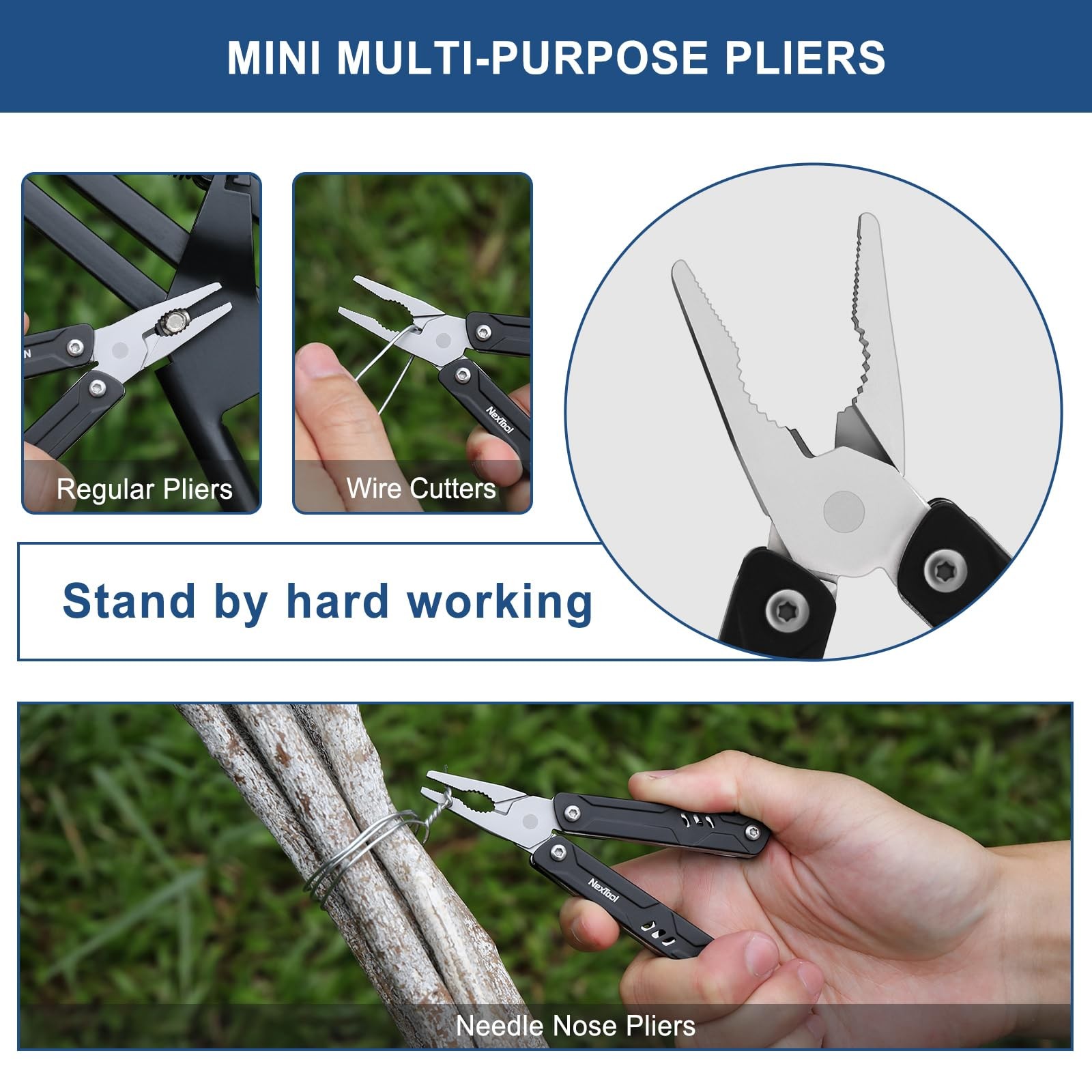 NexTool Mini Multitool 9 in 1 Keychain with Pliers, Scissors, Screwdrivers