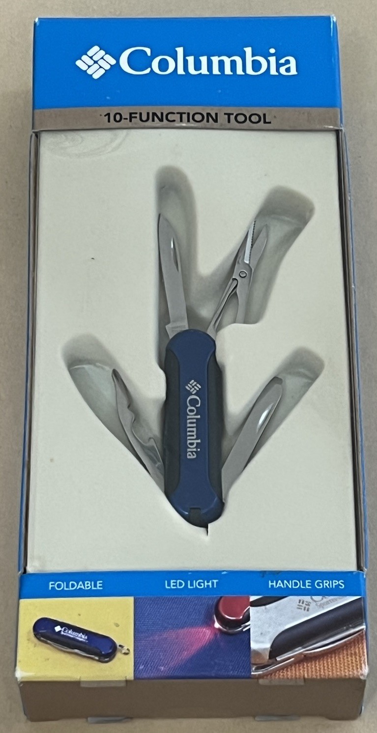 Columbia 10-Function Tool – Knife, Scissors, LED Light, etc. Sealed New NOS