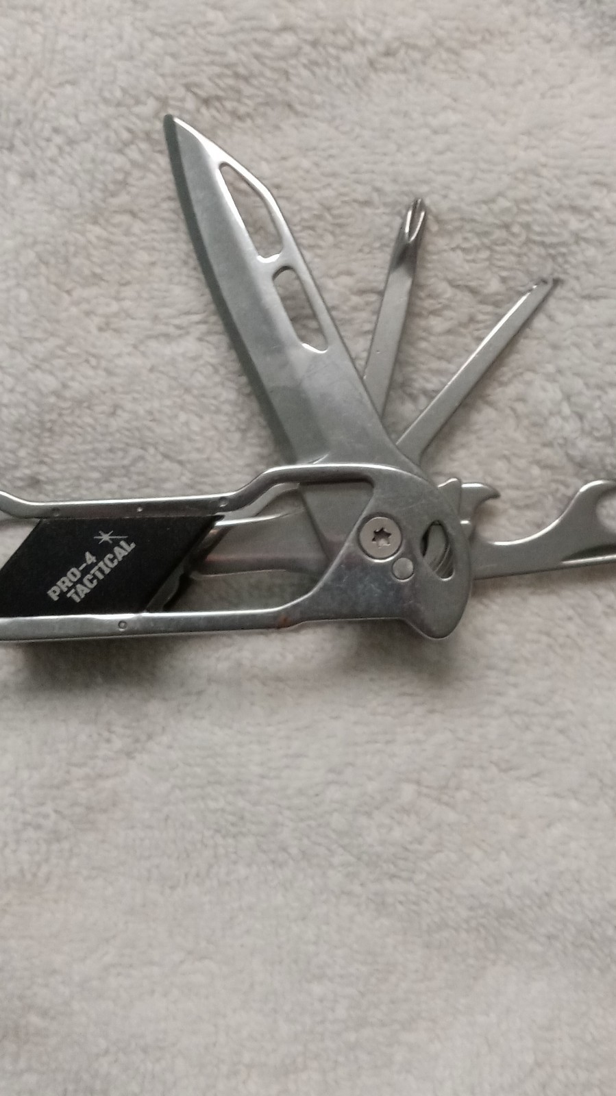 PRO-4 Tactical Multi-Tool Stainless Steel Silver Straight Edge Plier Sheath