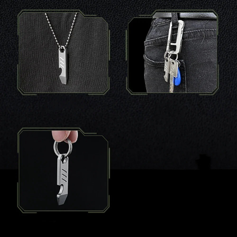 Mini TC4 Titanium Alloy Crowbar Bottle Opener Hexagon Wrench EDC Multi Pry Tool