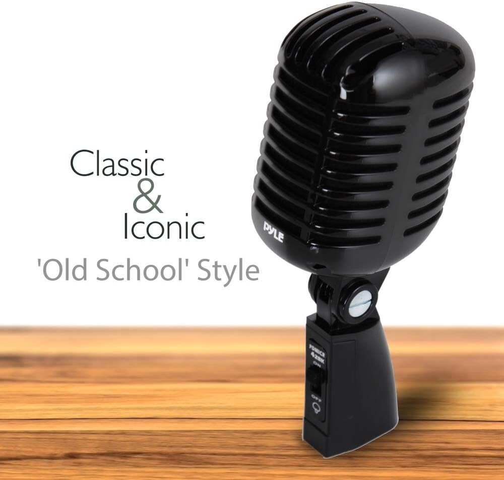 Pyle Classic Retro Vintage Style Wired Dynamic Microphone (Black) PDMICR42BK