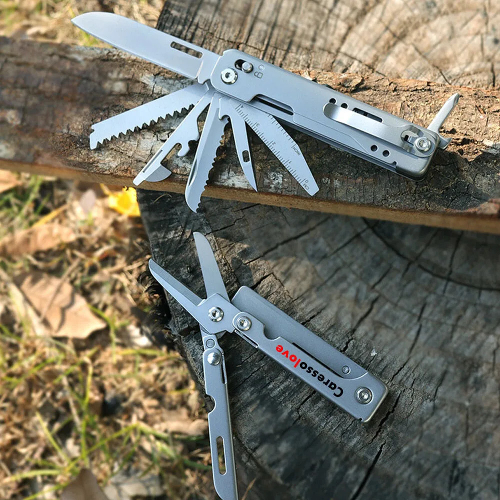 Compact Flat 15-in-1 Multi Tool Detachable Scissors Shears Knife Clip Outdoor