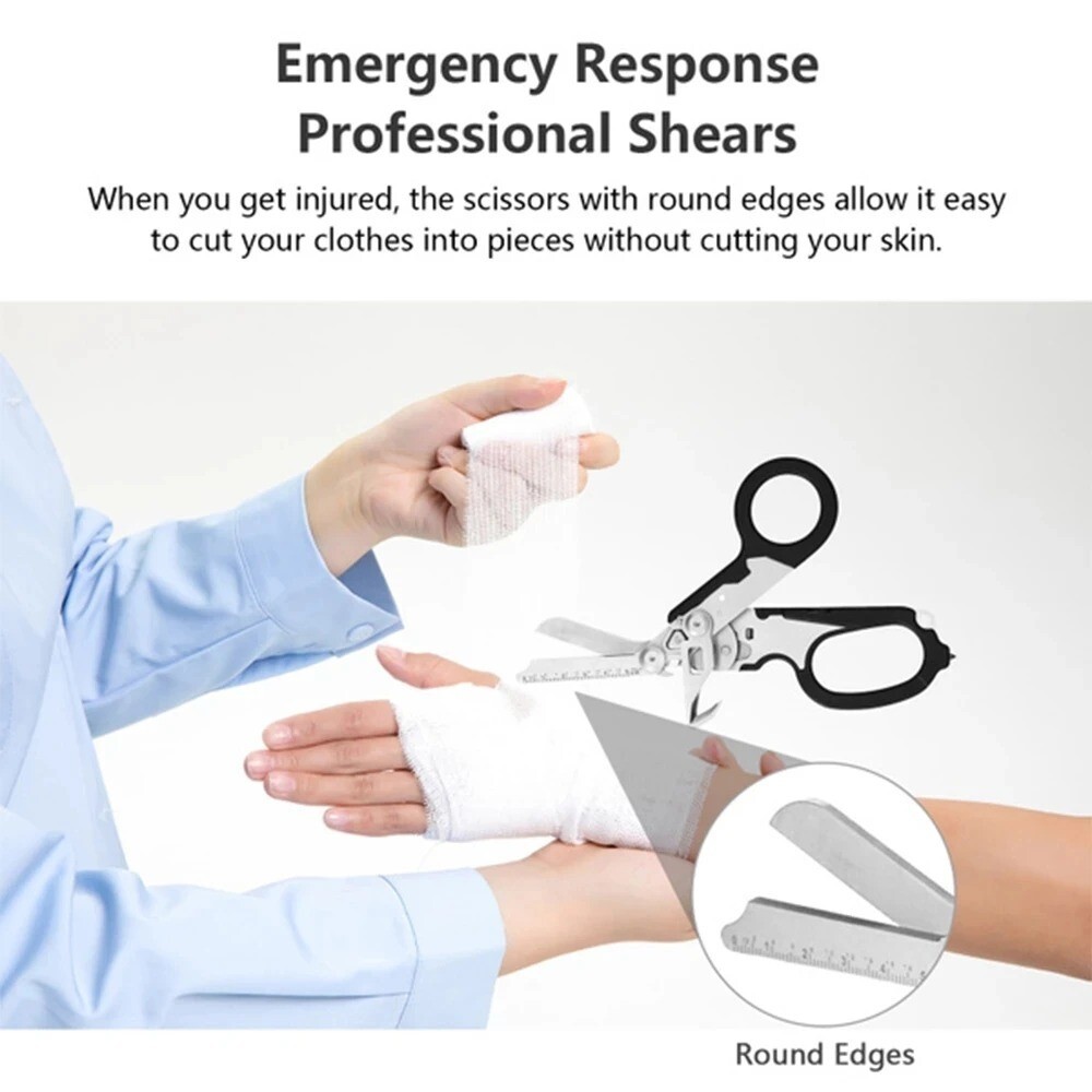 Tactical Folding Scissors – Survival Multi-Tool First Aid Camping EMT Gear