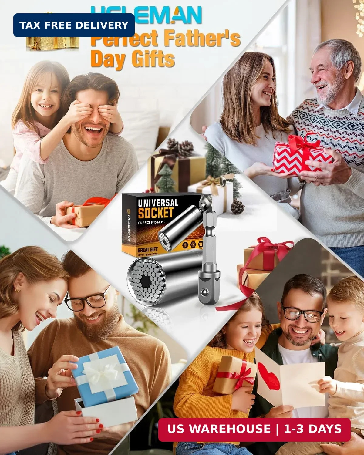 Fathers Day Dad Gifts from Daughter Son, Super Universal Socket Tools Gifts for