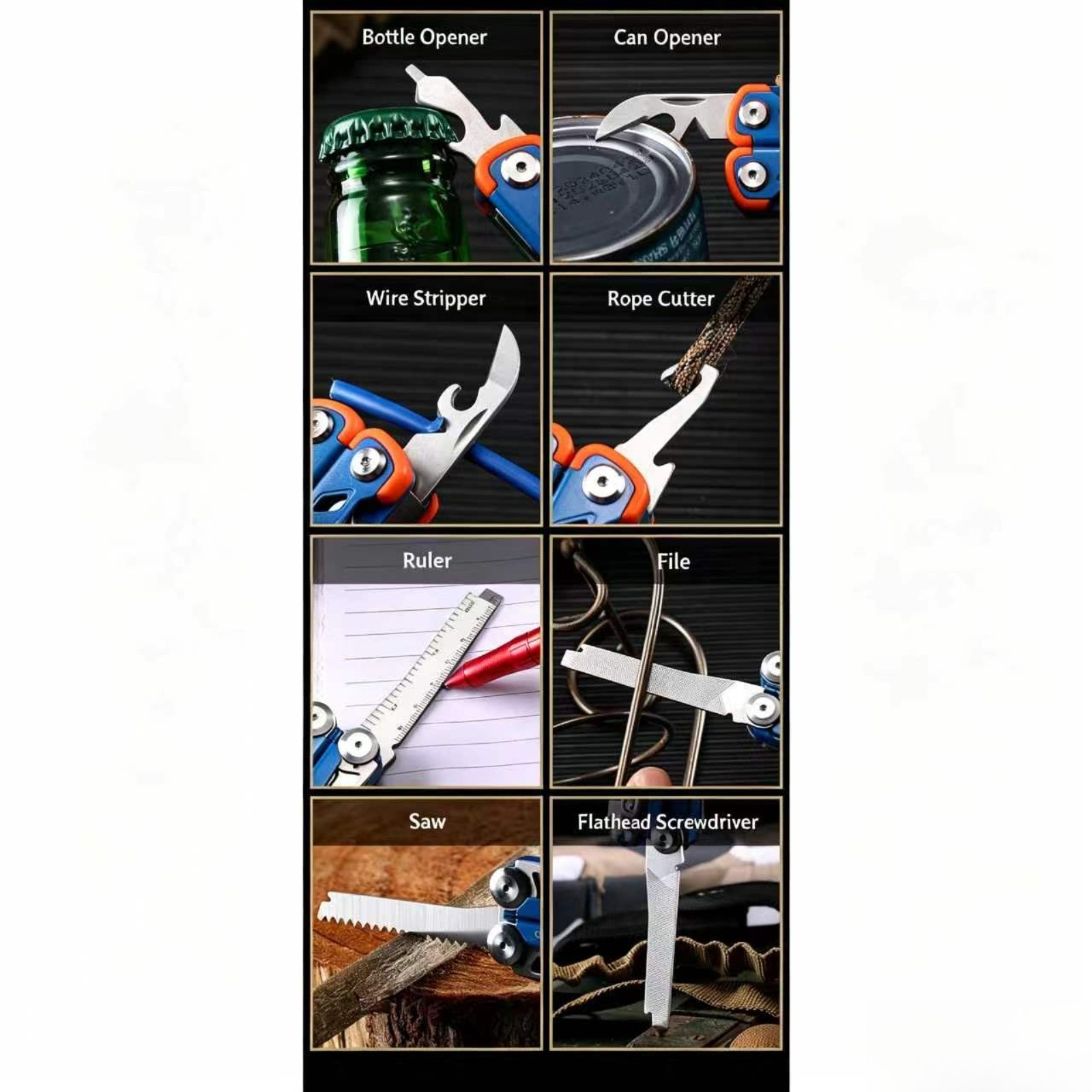 Outdoor Camping Hiking Stainless Steel Folding Multi Tool EDC Pliers