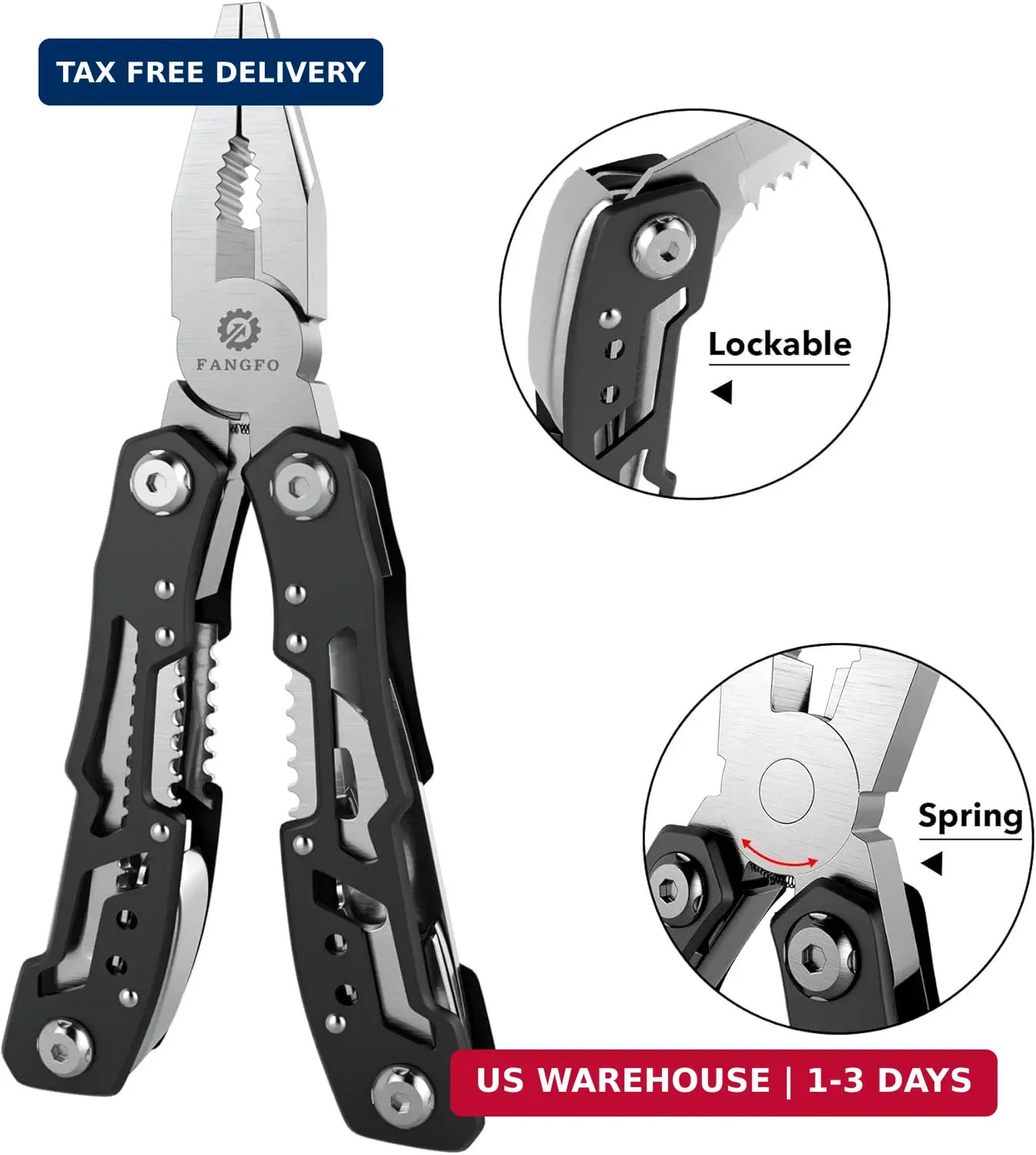 14-In-1 Multitool with Safety Locking, Professional Stainless Steel Multitool Pl