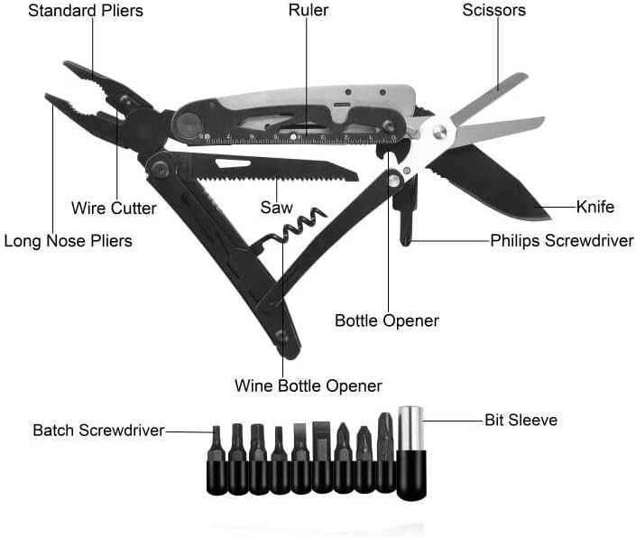 18-In-1 Multitool Pocket Knife with Pliers, Saw, Corkscrew & Detachable Scissors