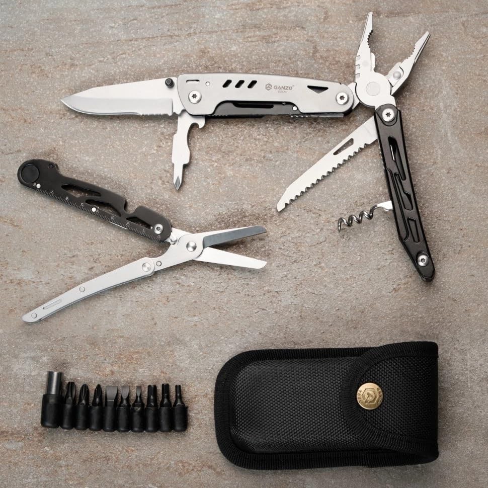 G304 Full-sized Multitool, 21-in-1 Stainless Steel Pocket Knife with Screwdri…