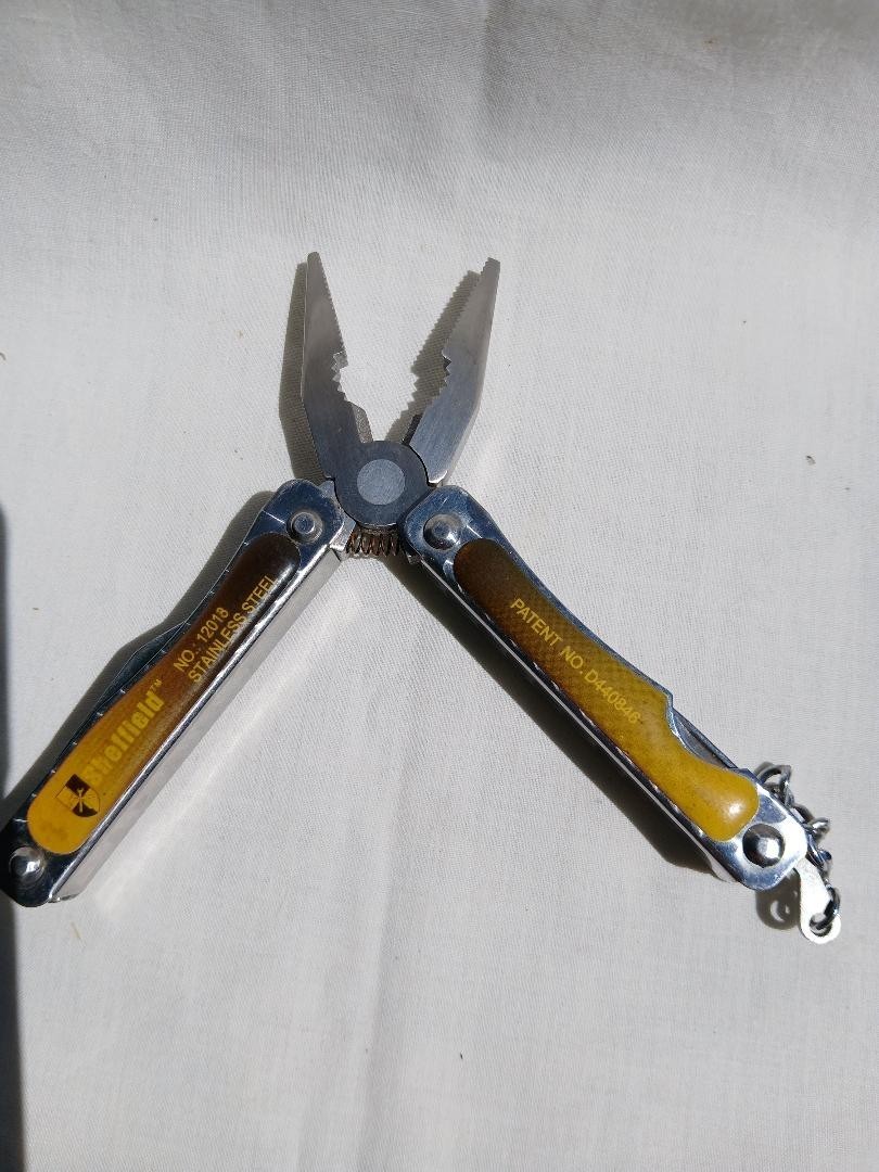 SHEFFIELD STAINLESS STEEL FOLDING PLIERS & MULTI TOOL NO. 12018