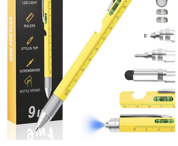 Lot Of 4~ Multi-Tool Pen Set 9 In 1 ~ Perfect Gift For Stocking Stuffers NEW!