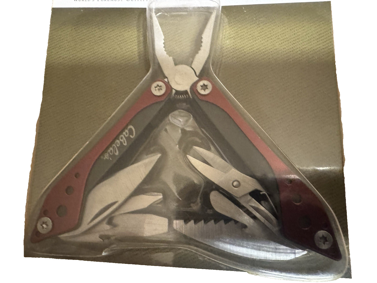 Cabela’s Multi Tool Knife with Case Stainless Steel Seven Tools Brand New Red