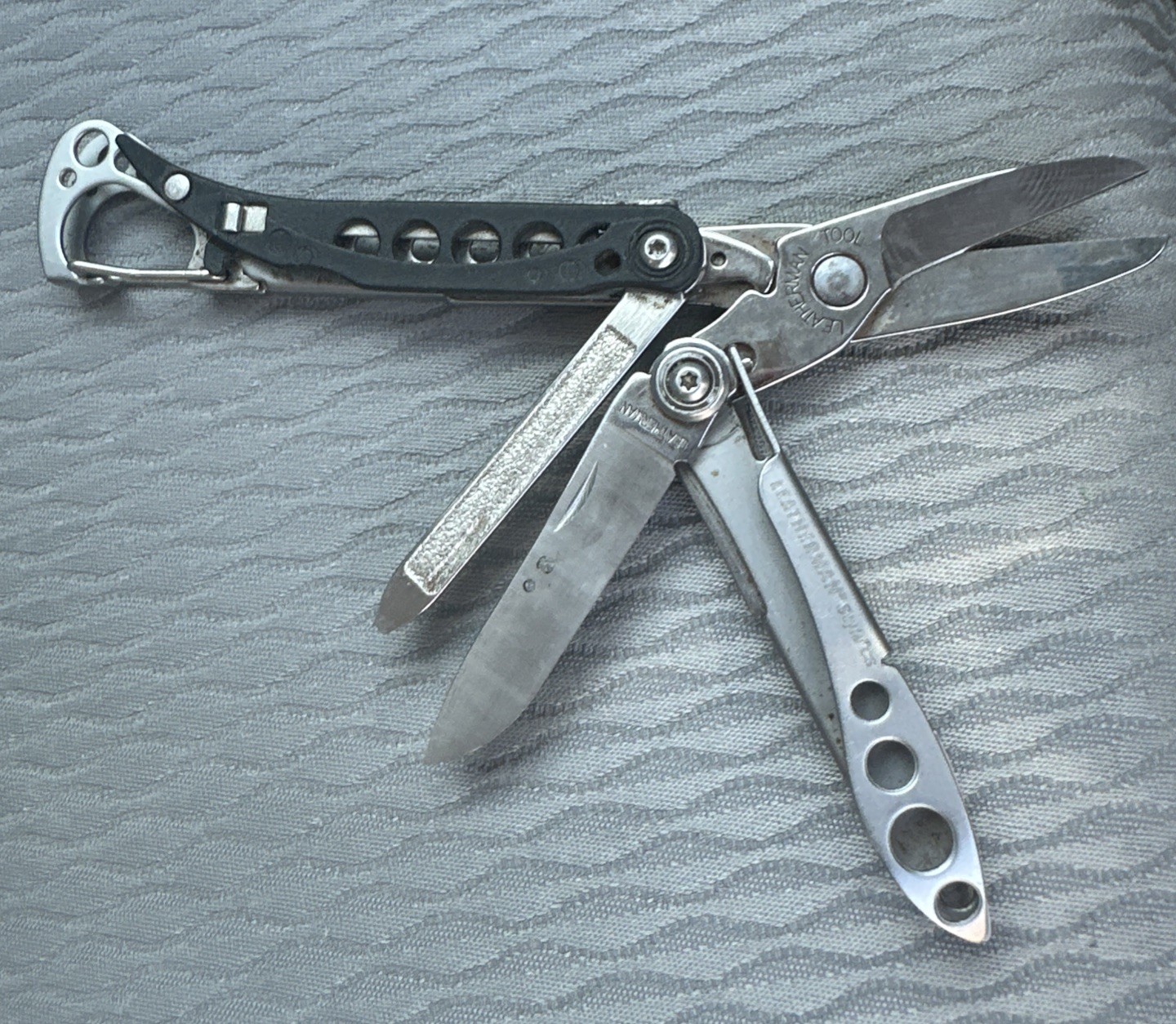 LEATHERMAN STYLE CS Black 6 Multitool Carabiner Knife File USA Retired NICE COND