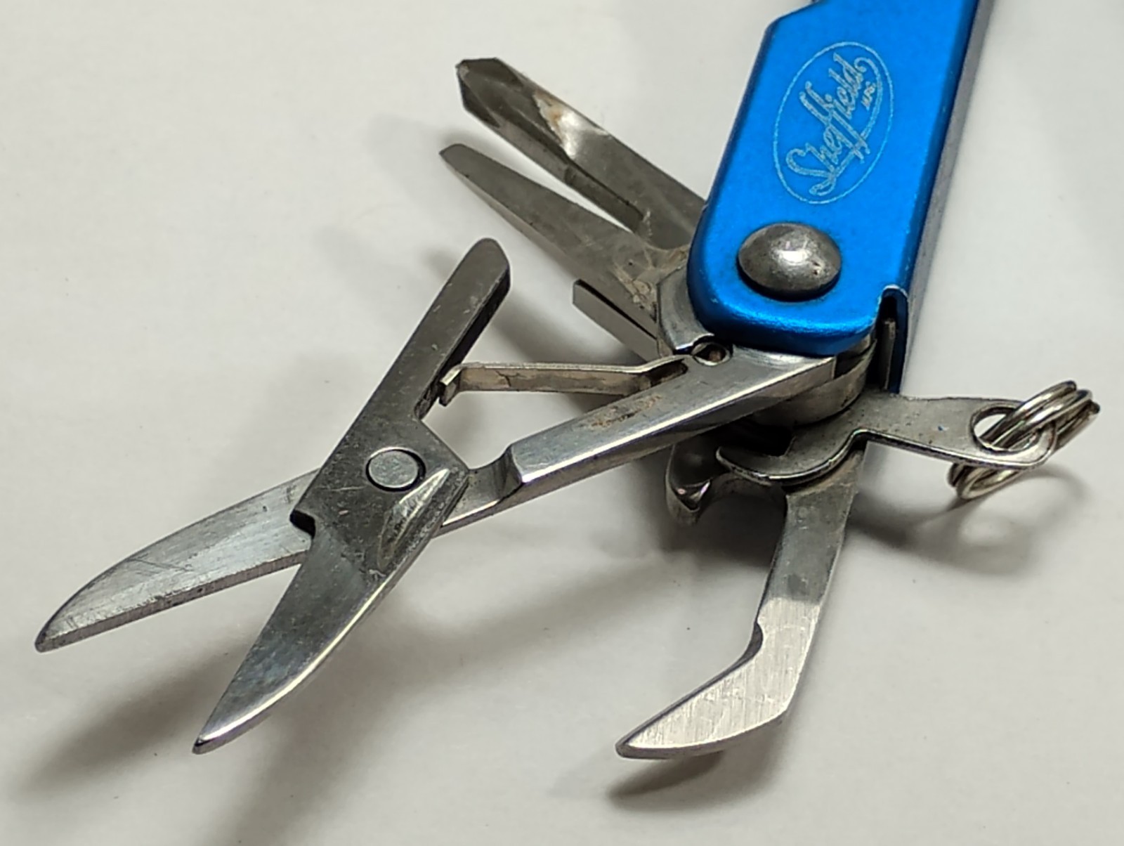 Sheffield Multitool Blue Handle Pliers Sissors, nail file, knife– Near Mint