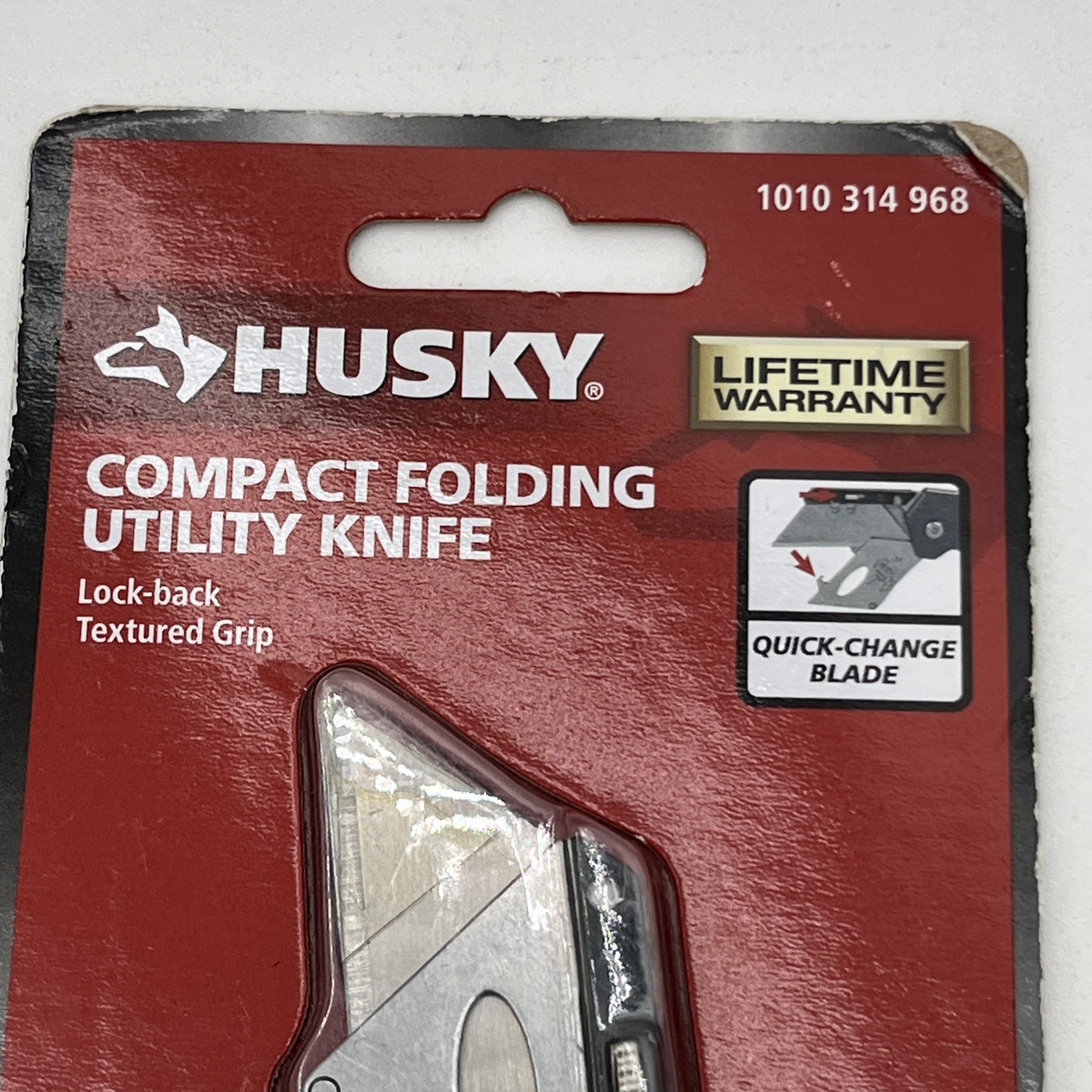 NEW!! Husky Compact Folding Lock-Back Utility Knife Aluminum Handle Pocket Clip