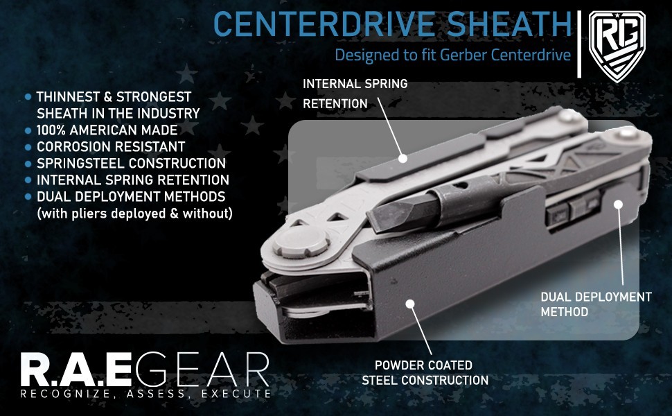 CENTERDRIVE multitool sheath – by RAE GEAR USA – compatible with GERBER