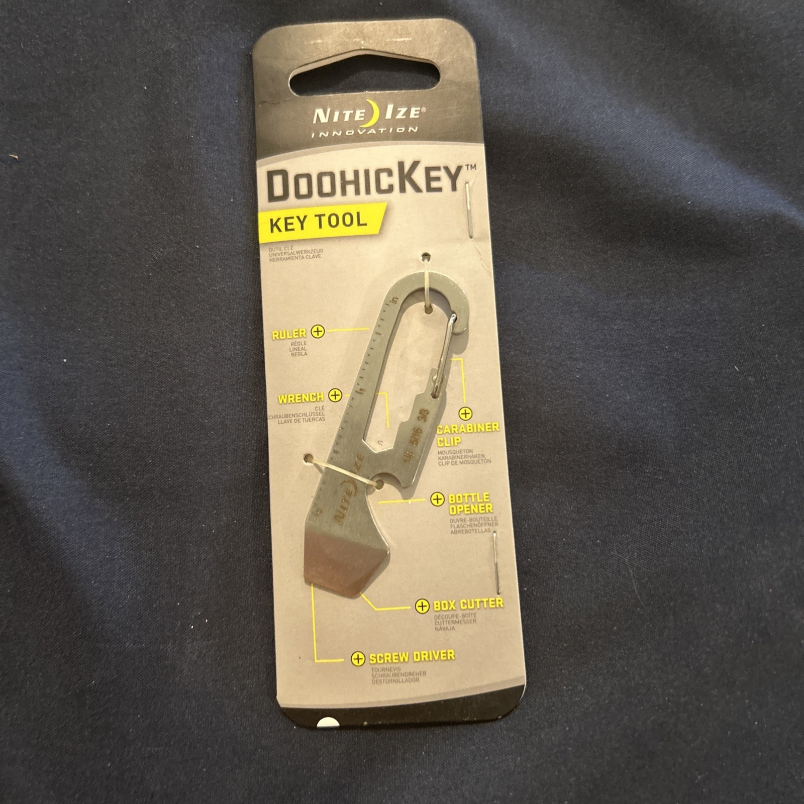 DoohicKey KeyTool Wrench, Screw Driver, Box Cutter, Bottle Opener, Ruler Silver