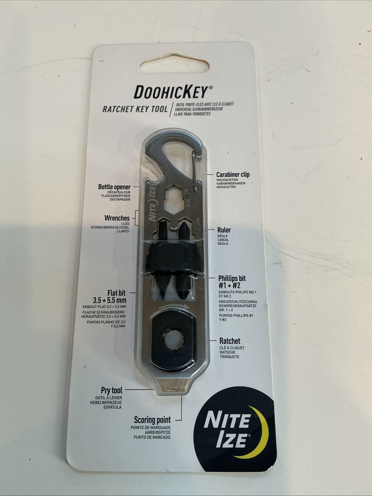 Nite Ize DoohicKey Ratchet Key Tool Multi-Tool, Stainless Steel, Carabiner, Rat…