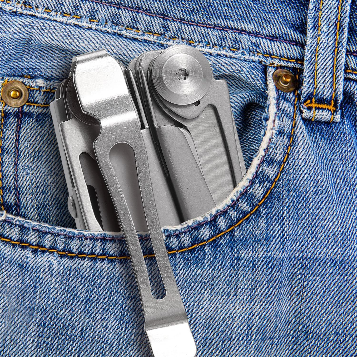 Quick-Release Pocket Clip+ Lanyard Ring Set Stainless Steel Quick Release Mul…