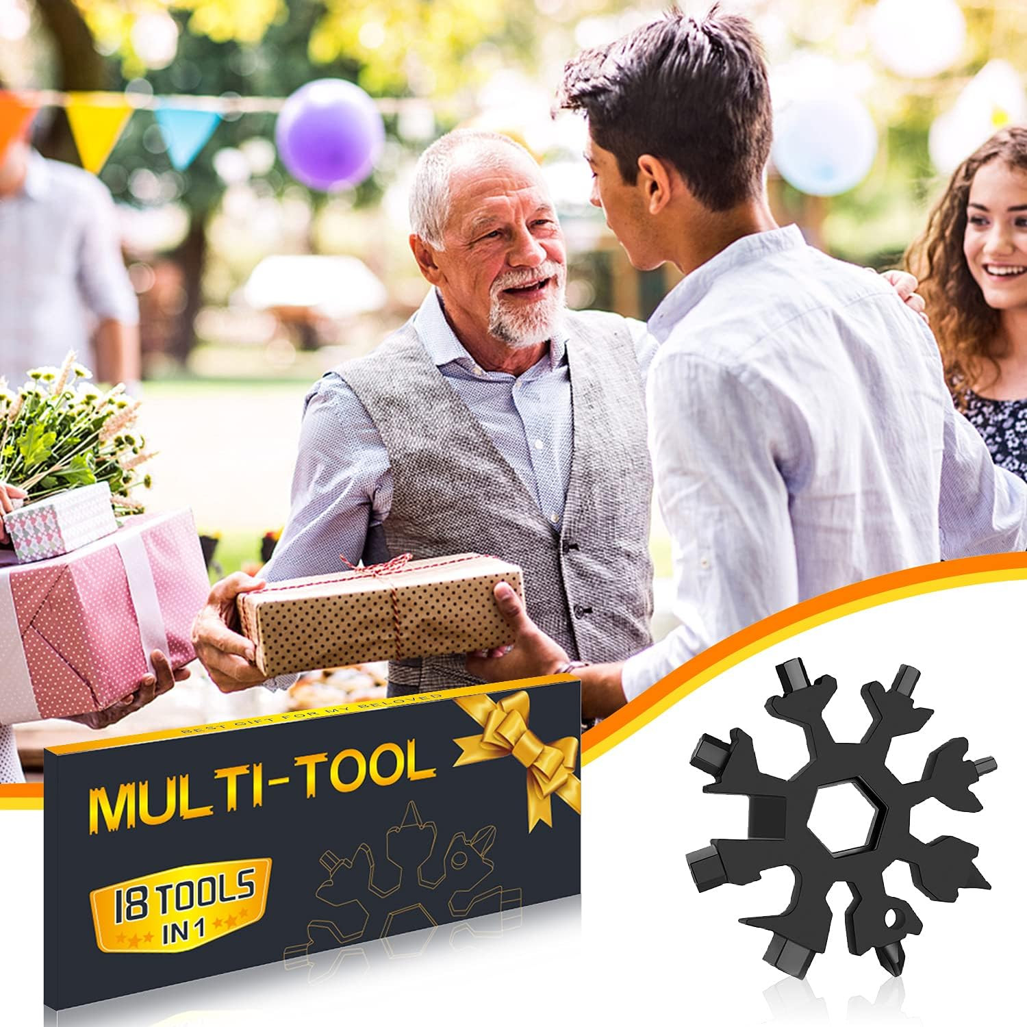 Stocking Stuffers for Men – Snowflake 18 in 1 Multitool Christmas Gifts, 2 Pack